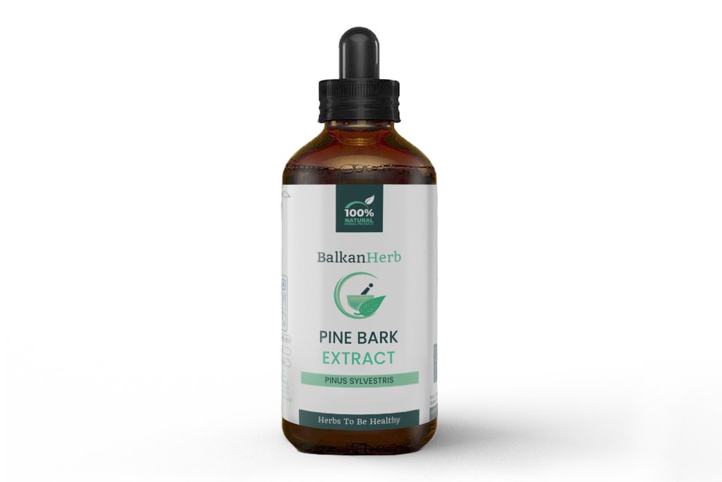 An image of the BalkanHerb's Pine Bark Extract bottle, indicating a product page outlining Pine Bark Extract benefits.